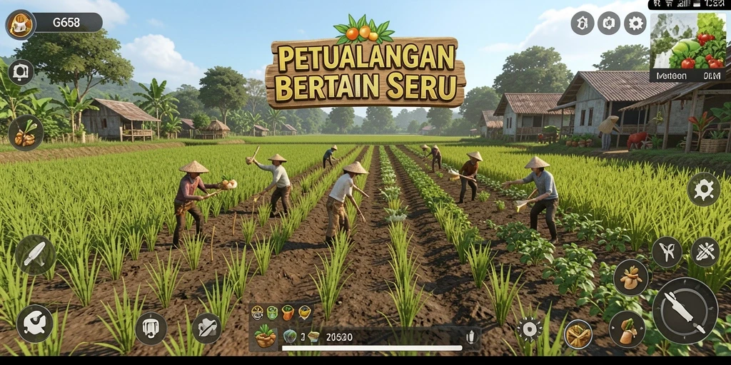 Screenshot G668 menunjukkan gameplay menarik dalam merawat ladang dan hewan.