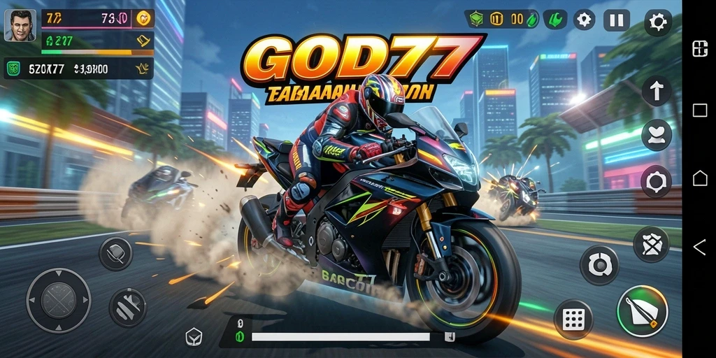 Gameplay seru dengan balapan motor yang mendebarkan.