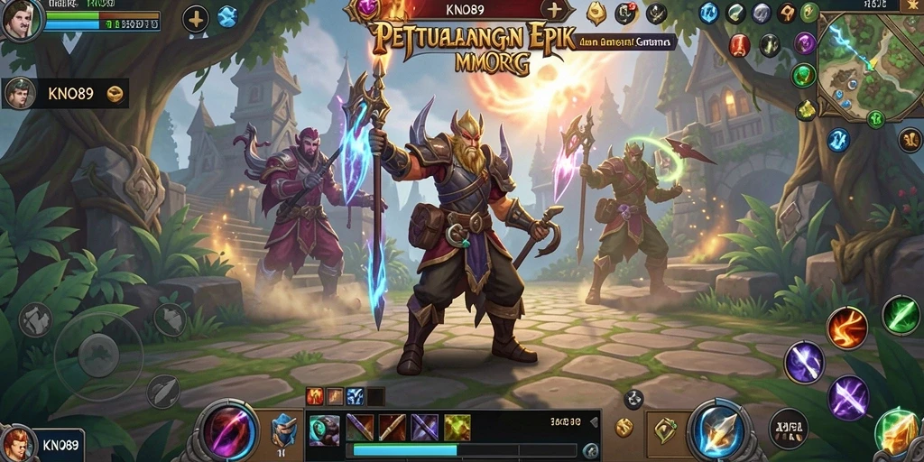 Screenshot gameplay KNO89 yang menunjukkan aksi seru dalam dunia MMORPG.